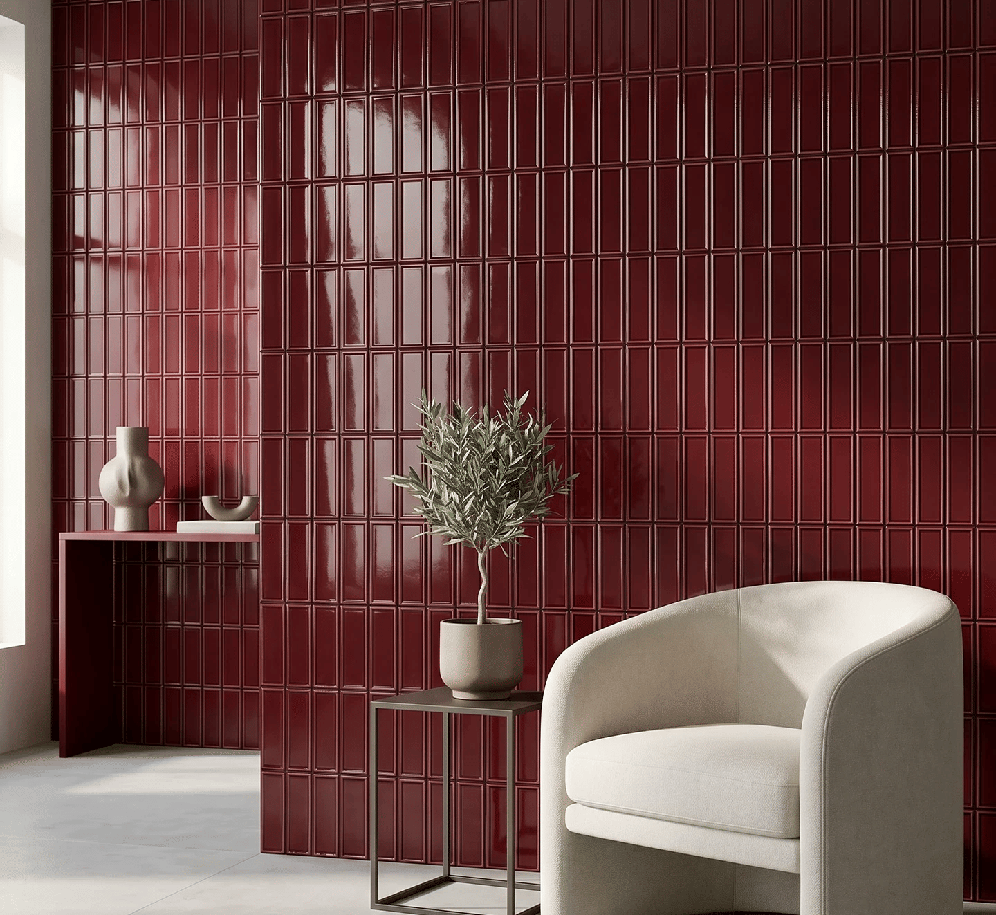 โมเสค TIMELESS TILES รุ่น BAR 29.3X28.5 ซม. สีแดงเข้ม DARK RED ผิวเงา_5